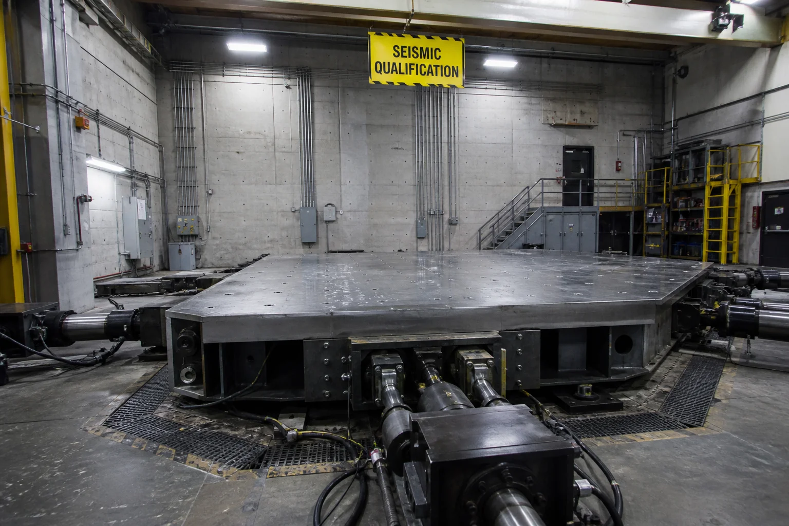 Seismic qualification shake table in testing laboratory